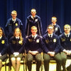 Seated from left to right are Vice President Kate Thompson, Columbia; Vice President Kenzie Darst, Aurora; Vice President Alexis Wilkinson, Sikeston; Past President Paxton Dahmer, Nevada; Vice President Tyler Schuster, Boonville; and President Brenden Kleiboeker, Pierce City.   
Back Row L- Tyler Biggerstaff, Owen Holloway, Kyle Frazier, and Matthew Barry, Canton FFA members.