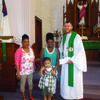 Jacob Hercamp of St. Peter’s Lutheran Church of LaGrange, presents a check to the Chamar Mayes family, from a fundraiser the church held to help with expenses. Charmar is undergoing treatment for a brain tumor. Also pictured is Chamar and his mother Chante and grandmother Greta Lewis.