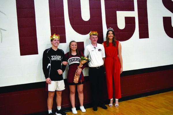 Brady Hoewing and Tashya Orange 2021 King &amp; Queen, and former 2020 Royalty Noah Crenshaw and Abby Jarvis
