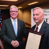 Lt. Governor Peter Kinder, left, presents Joe Clark of Canton with a Veterans Service Award at a ceremony Sept. 15 at the Capitol in Jefferson City.