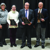 Missouri Dairy Hall of Honors awardees for 2023. From left, Donald Waterman, Vanitta Conrad and Paula Schlager (children of the late Donald and Betty June Waterman), Scott Brown, Greg Helbig and Larry Wright. Not pictured: Sean Cornelius. 
Photo by Jason Vance.