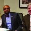 Pictured are (l-r) Michele Jochner, Vice Chair of MCLE Board, Vincent Cornelius President of IL State Bar Assoc and Attorney Jim Rapp.