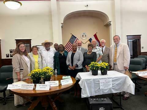 The Milly Project program was held August 26. Pictured left to right:  Panel Members Presiding Judge Rachel Bringer Shepherd; Pastor Minnie Smith, W.T. Johnson; Joel Dant, Annie Dixon,Charnissa Holliday Scott; Jim McConnell, Faye Dant, Phil Smith; Dr. Patrick Hotle, and Terrell Dempsey